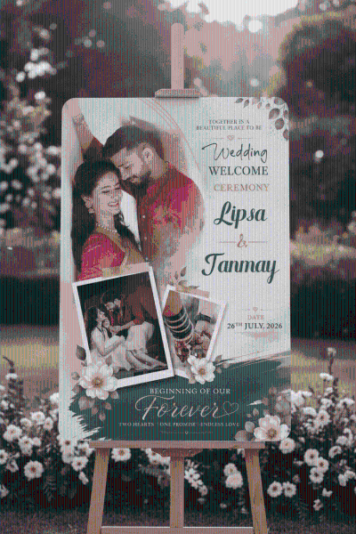 thumbnail Wedding Welcome Sign Board 3x2 PSD Template